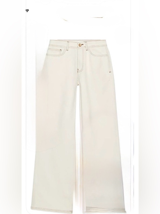Zara Denim - Zara's High-Rise Wide-Leg Jeans Cream color NWOT